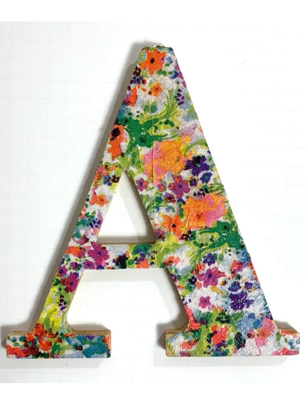 Decoupage Initial A Floral Decor Wooden Letter